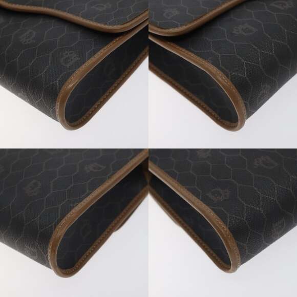 DIOR Honeycomb Canvas Shoulder Bag Pvc Black Gold - Picture 10 of 12